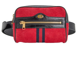 Small Ophidia Belt Bag, Suede/Leather, Red, 486628, S, 2*